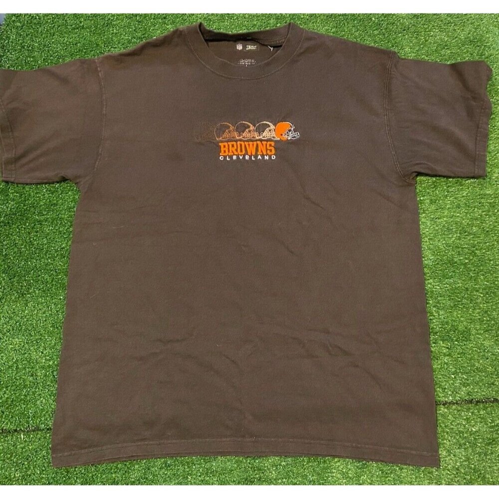 Cleveland Browns shirt large Y2K embroidered mens adult unisex brown orange
